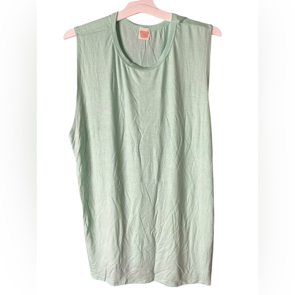 Green Relaxed Sleeveless Muscle Tee